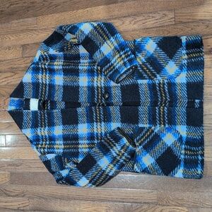 Aritzia Wilfred Free blue Yellow Wool Blend Plaid Casual Peacoat Jacket Size XS